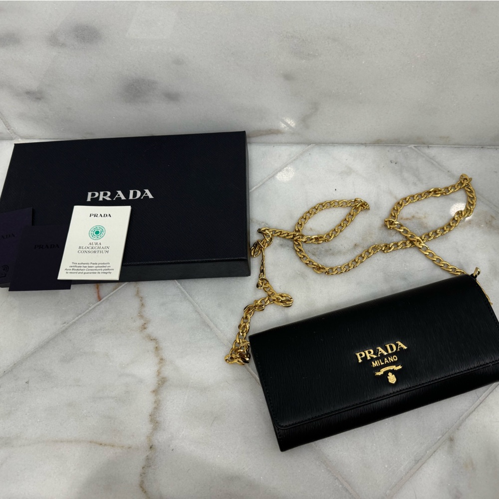Brand new Prada with gold chain